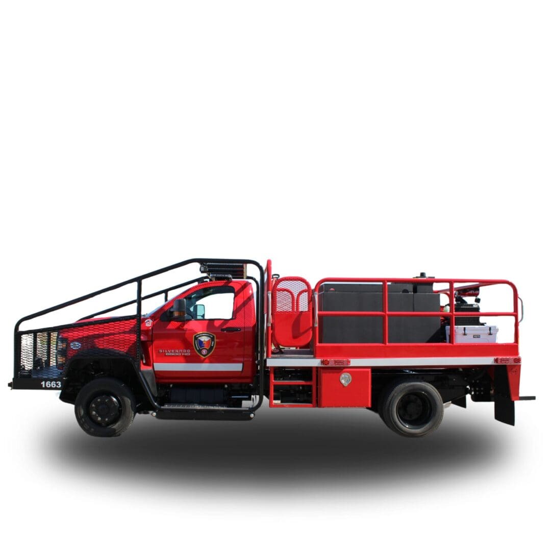 Red fire truck with Silversted Fire Rescue logo.