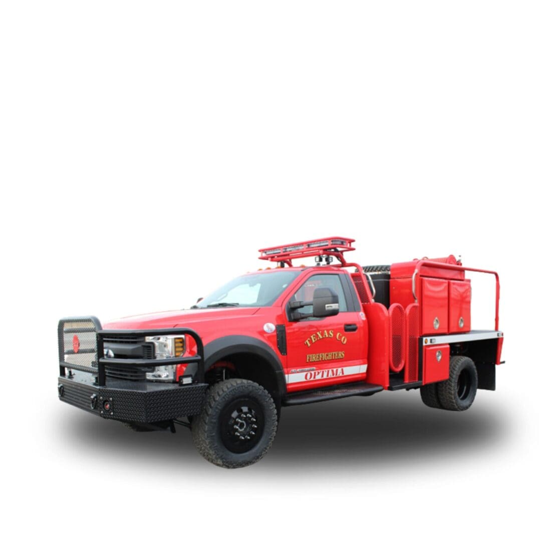 Red firetruck with Texas Co. logo.