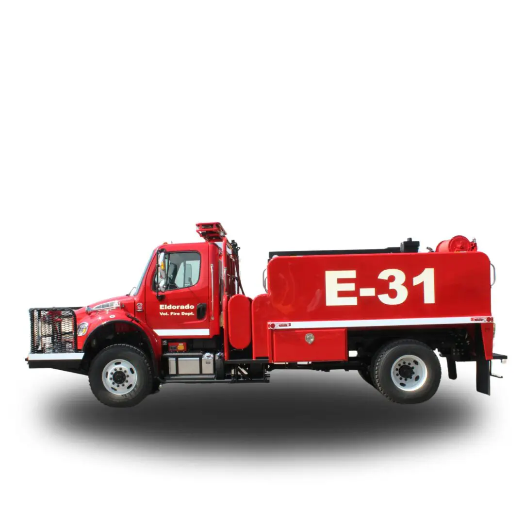 Eldorado fire truck, E-31, side view.