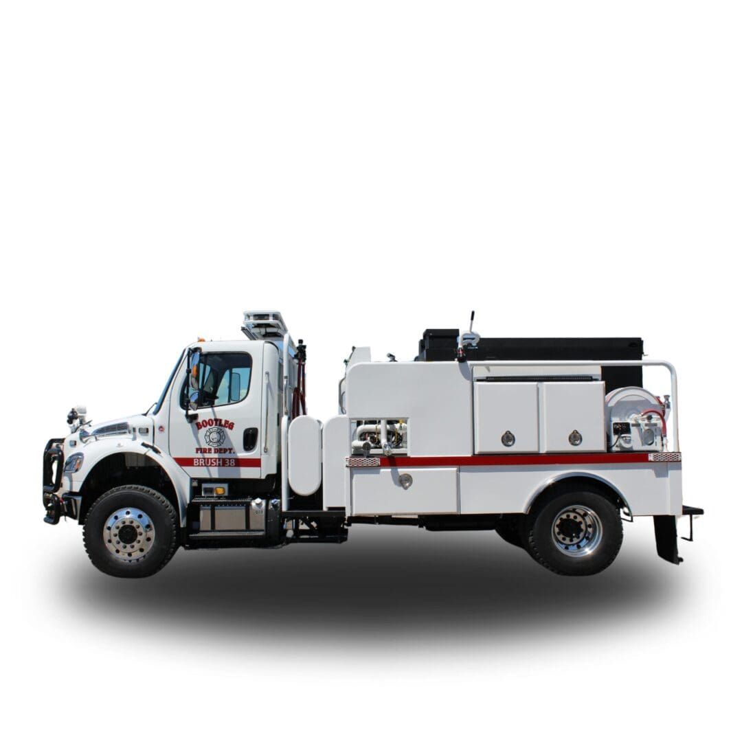 White fire truck with red trim.