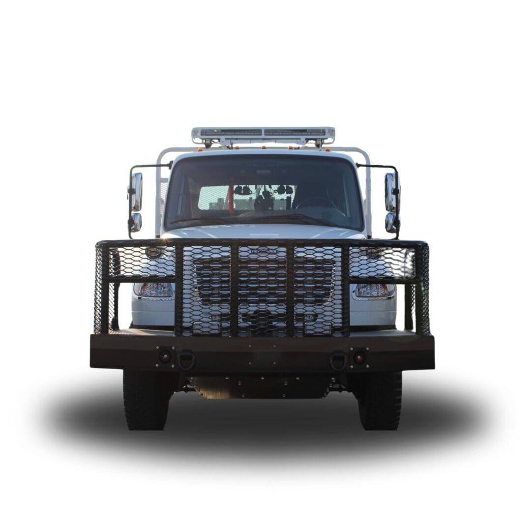 White work truck with a black grille.