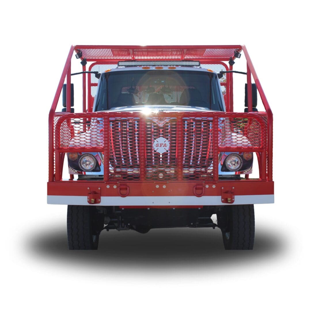 Red fire truck with SFA logo.