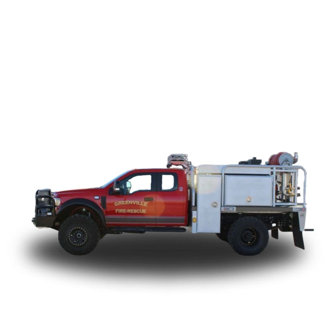 Greenville fire-rescue truck on white background.