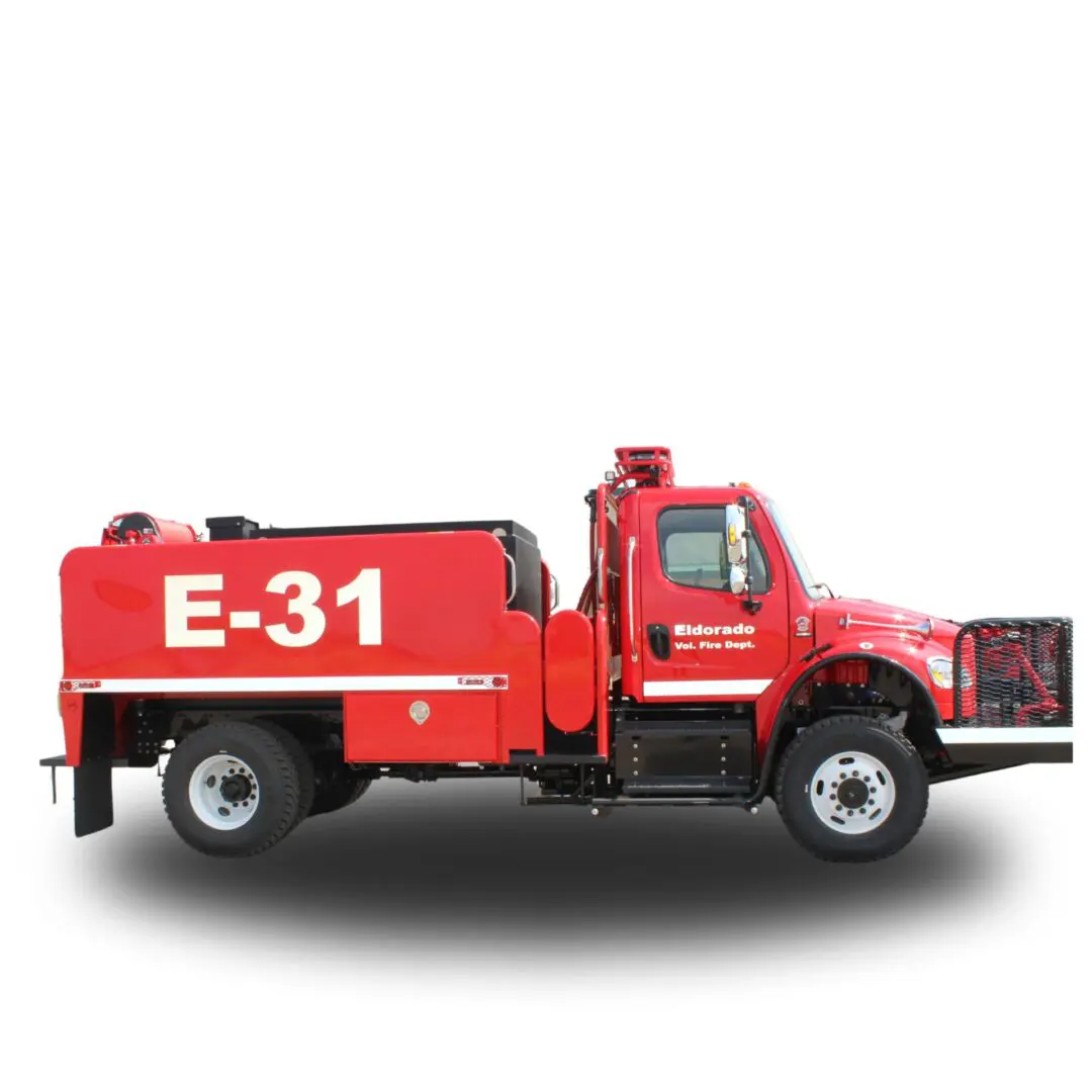 Red fire truck, E-31, Eldorado Vol. Fire Dept.