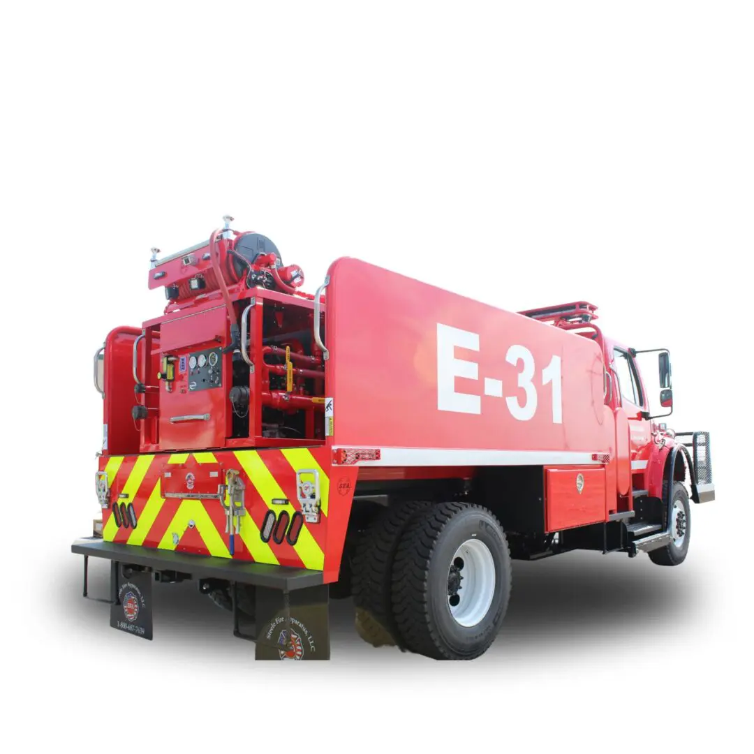 Red fire truck with E-31 markings.