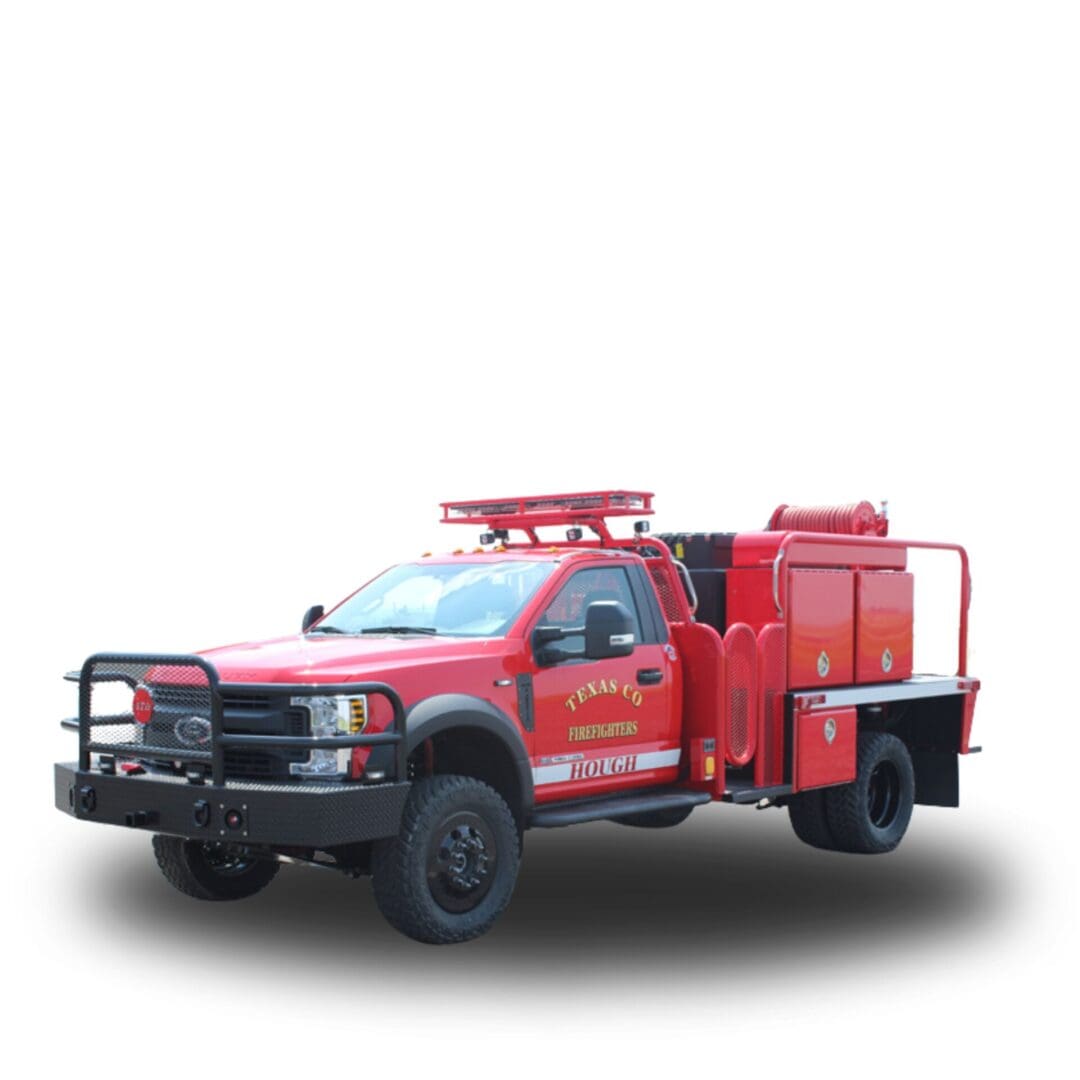 Red fire truck with Texas Co. logo.