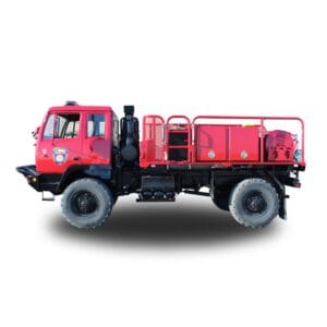 Red fire truck with water tank