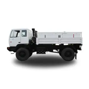 White flatbed truck on white background.