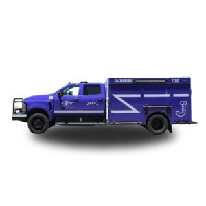 Purple Jacksboro Fire Department Squad 1 truck.