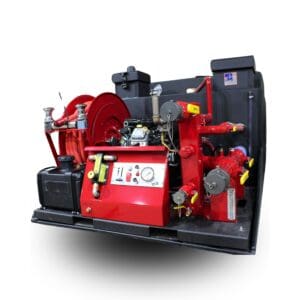 Portable fire pump and hose reel.