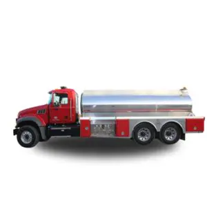 Red fire truck with water tank.