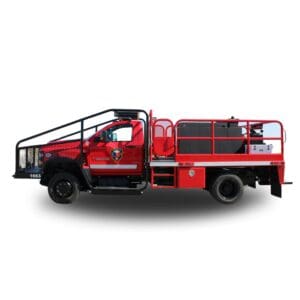 Red fire truck with Silverado logo.