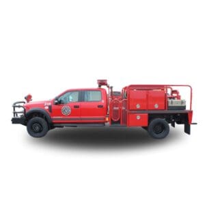 Red fire truck with water tank