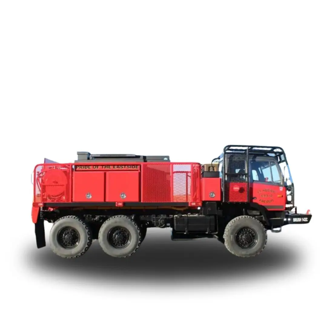 Red fire truck with brush truck body.