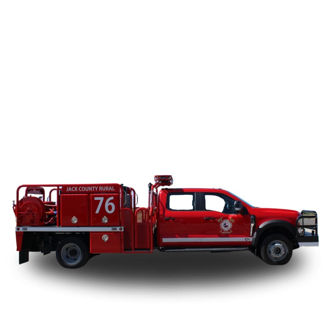 Red fire truck, Jack County Rural 76.