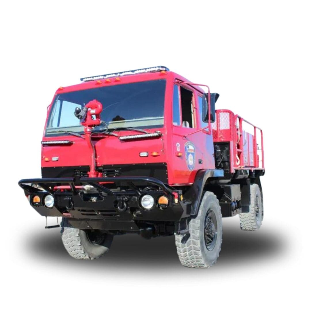 Red fire truck with water cannon