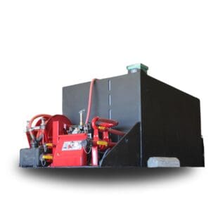 Black water tank with red pump system.