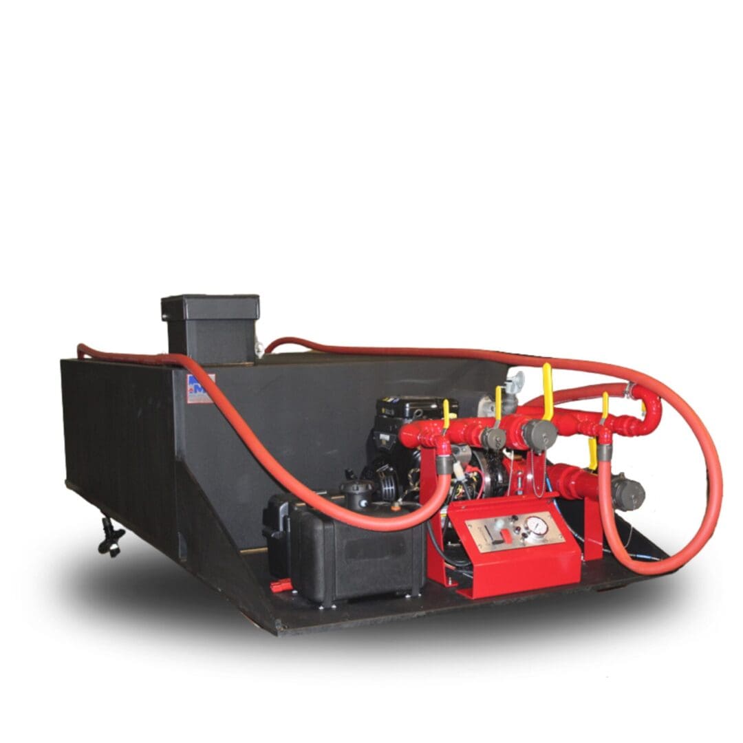 Portable fire suppression system with pump.