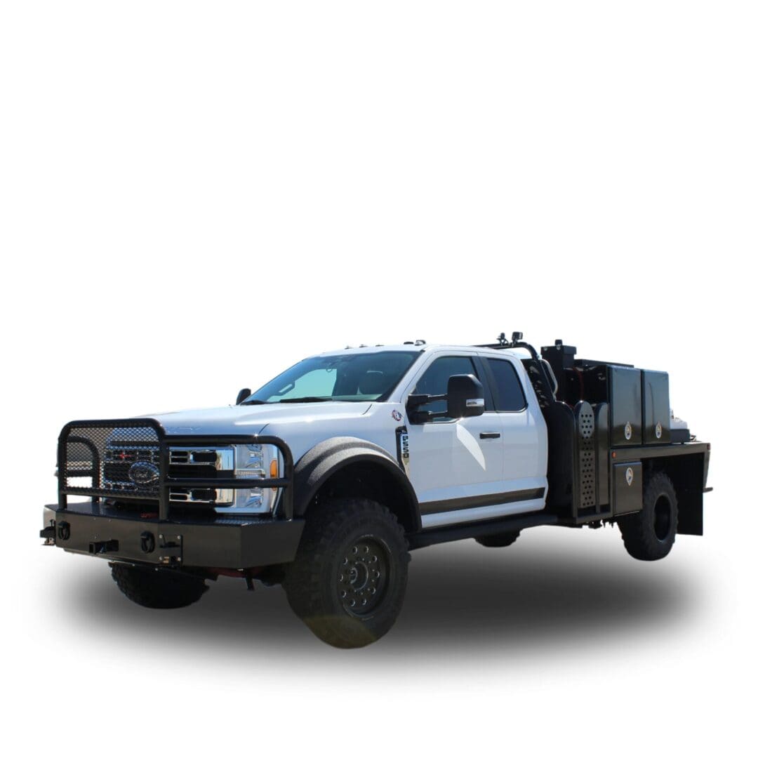 White Ford F-450 service truck.